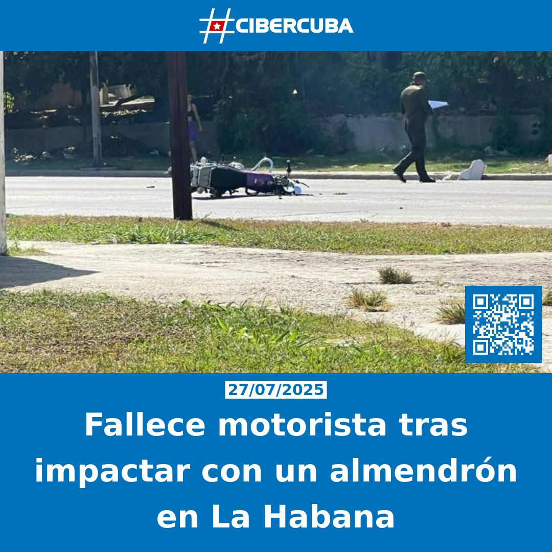 CiberCuba's tweet image. Fallece motorista tras impactar con un almendrón en La Habana
Leer más: shrlnk.org/noticias/2025-…