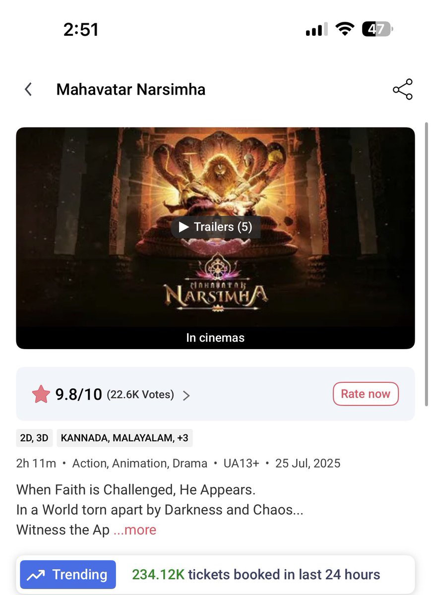 MusuguDhonga's tweet image. Day 3 #MahavatarNarsimha 🙏