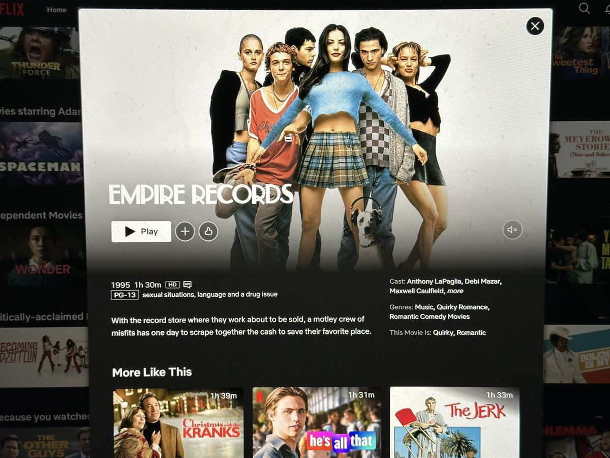 alec_behan's tweet image. Watching Empire Records (1995) on Netflix.