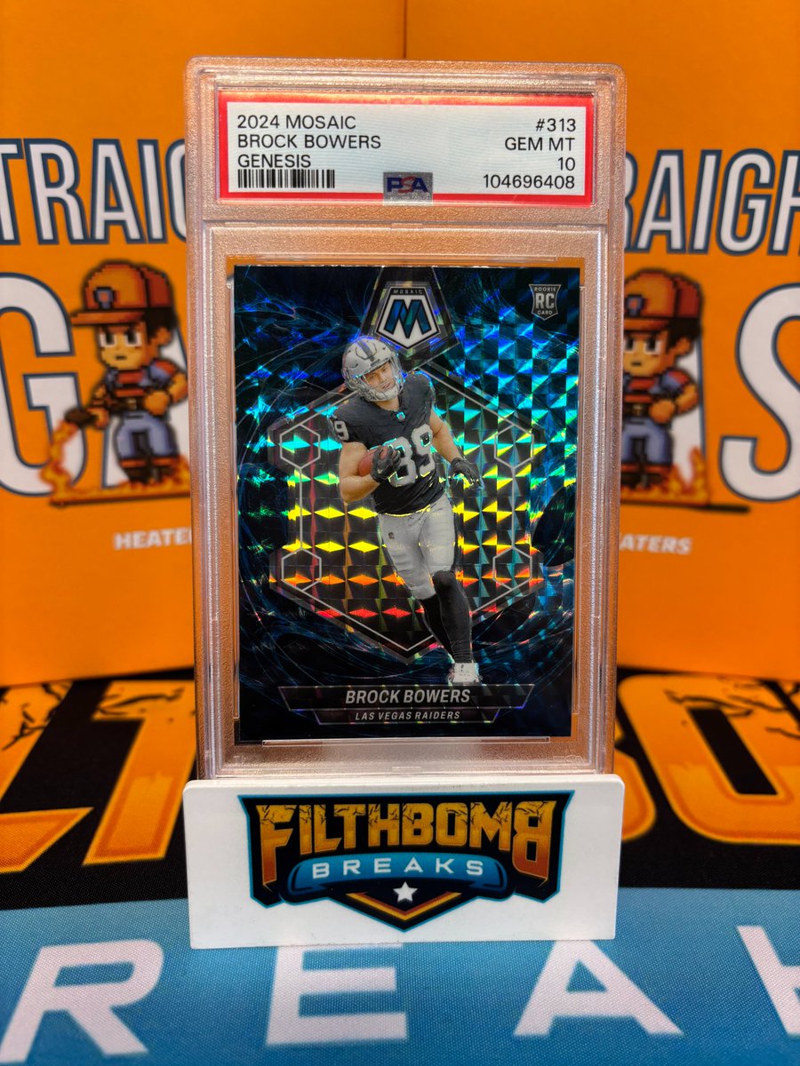Filthbomb Breaks (@filthbombbreaks) on Twitter photo A card pulled from <a href="/heatersrepack/">Heaters Repack</a> Straight Gas football repack last night:
2024 Mosaic Brock Bowers RC Genesis GEM MT PSA 10
🔥🏈 A card pulled from <a href="/heatersrepack/">Heaters Repack</a> Straight Gas football repack last night:
2024 Mosaic Brock Bowers RC Genesis GEM MT PSA 10
🔥🏈