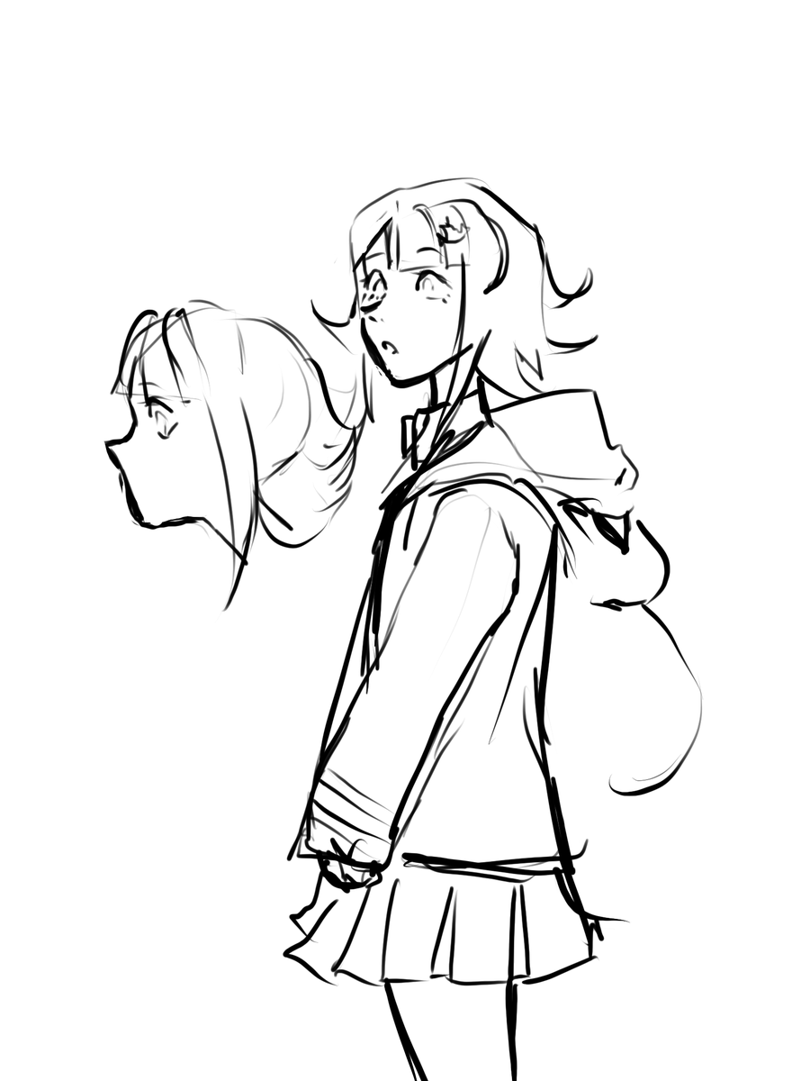 dissingpair's tweet image. unfinished Chiaki sketch I found