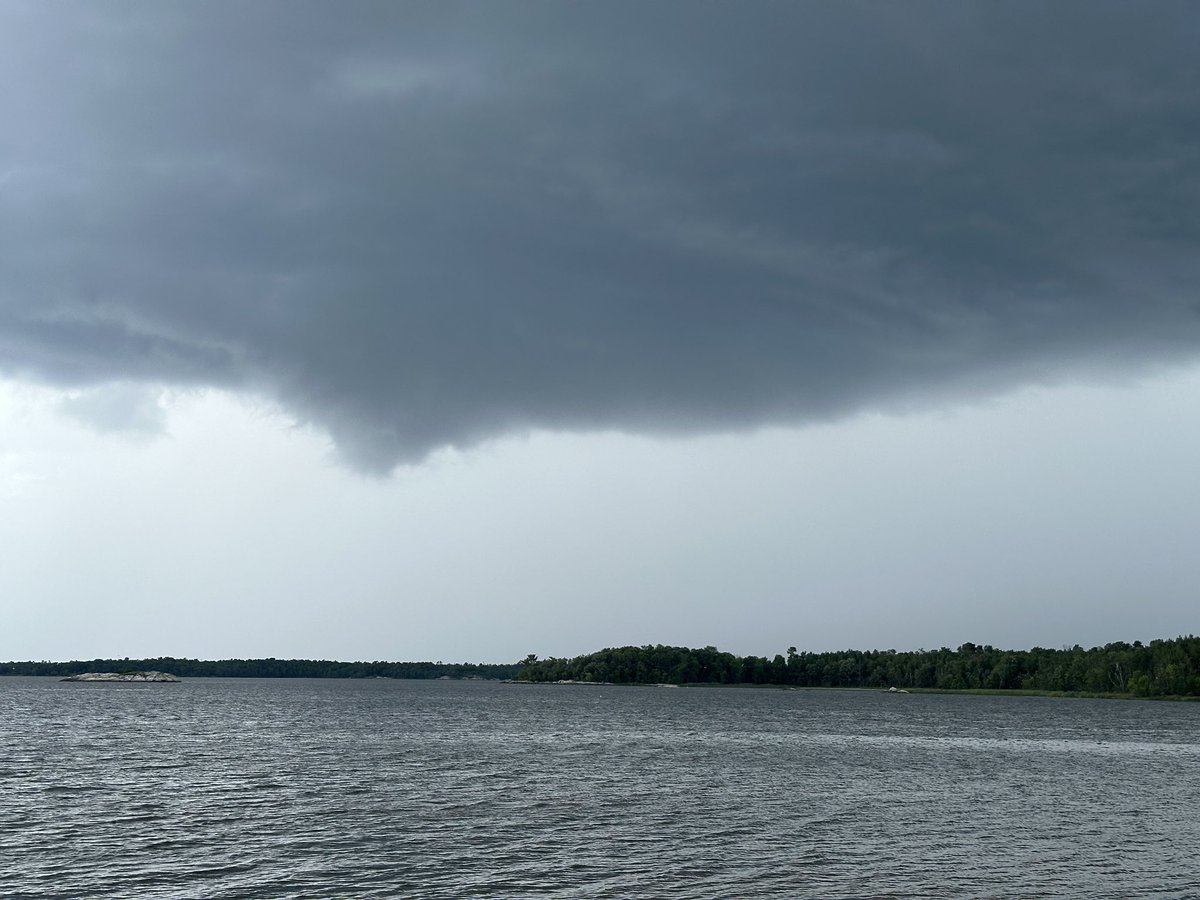 Little wall cloud approaching Big Grassy. #ONStorm