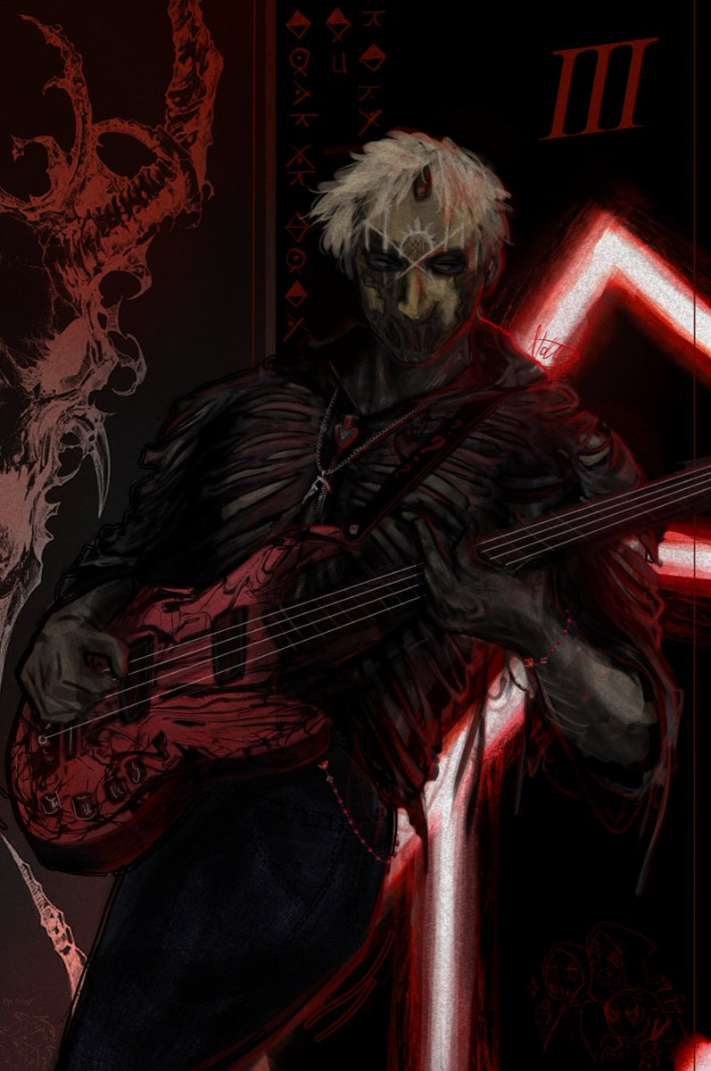 Nokadakota's tweet image. III but in skeleton cutout hoodie 

#sleeptokenart #sleeptoken #iii