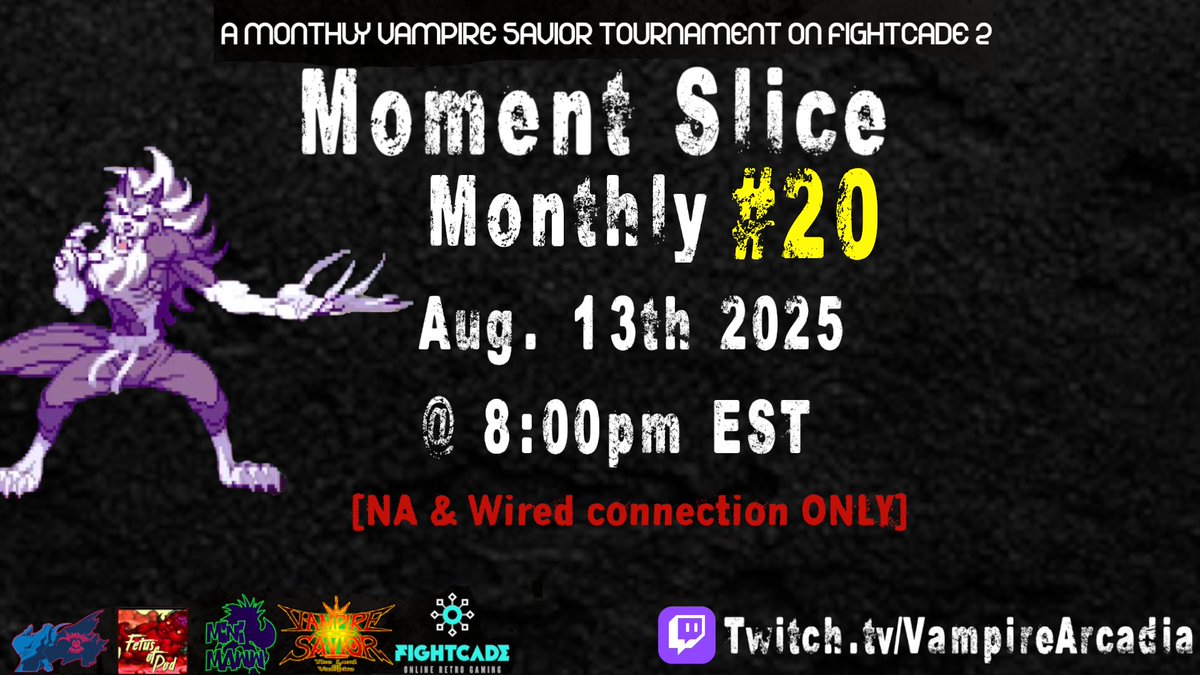 MiniMaww's tweet image. Moment Slice Monthly #20 will be on (Wed) Aug. 13th @ 8:00pm EST
Registration is now LIVE!
start.gg/tournament/mom…