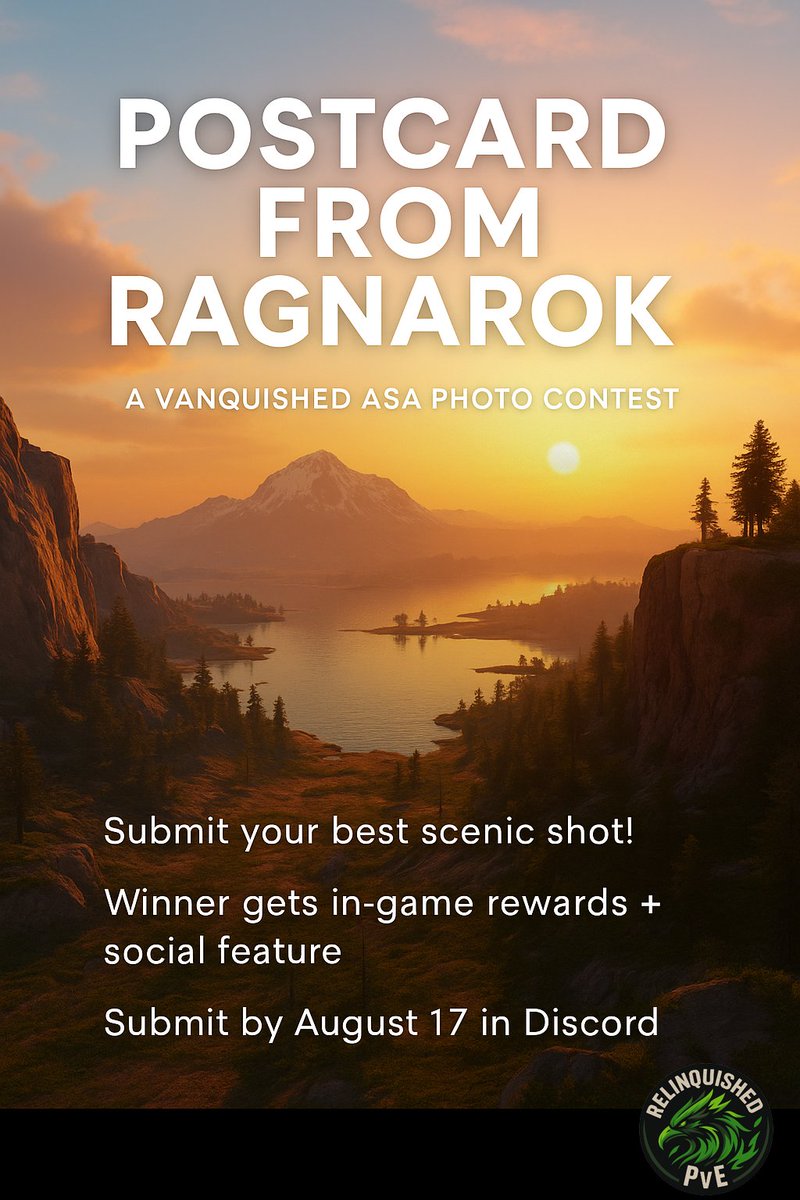 🌄 Postcard from Ragnarok — New Photo Contest!

Take a moment. Soak it in. Now snap a shot that looks like it belongs on a postcard. Whether it’s a sunset from your cliffside base or a herd of tames against the open plains — we want to see your view of Ragnarok.

📬 Submit now in