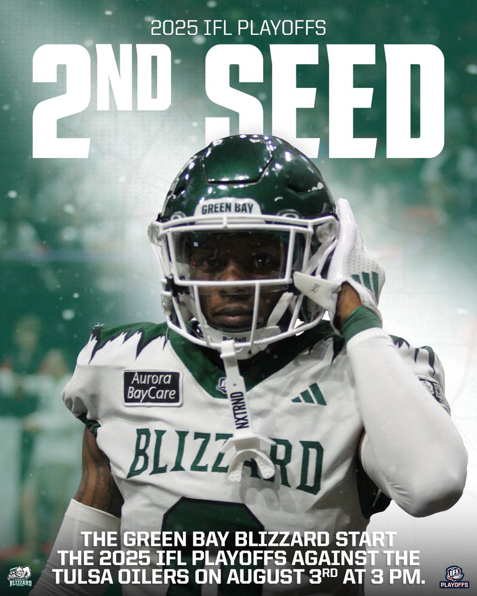 gbblizzard's tweet image. It&apos;s official.

The Green Bay Blizzard start their postseason run on August 3 at 3pm here in Green Bay 🥶
#GoBlizz