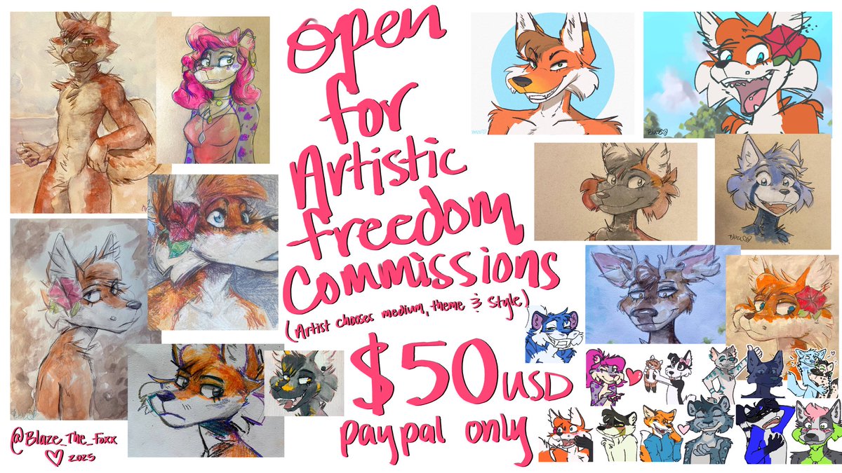 open for artistic freedom / experimental art comissions

please message me on telegram @ blazeycakes if interested!!

medium, style and theme are negotiable 

(5 sticker option also potentially available)