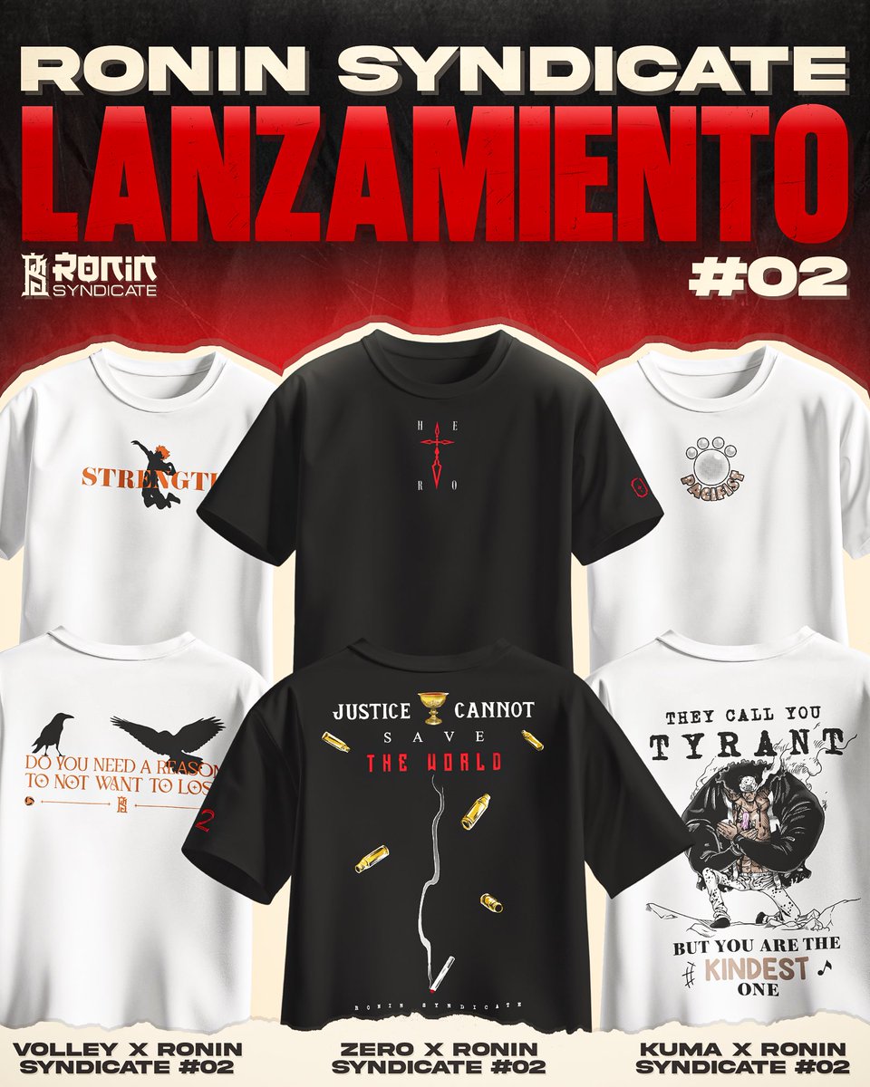 soymatt_'s tweet image. 🔥 NUEVO COLECCIÓN🔥
Después de un año sacamos 3 nuevos diseños en Ronin Syndicate
Kuma de One Piece
Fate/Zero
Haikyuu
Hemos trabajado para sacar los mejores diseños. ¿Con cuál te quedas? 👇
🛒 roninsyndicate.shop