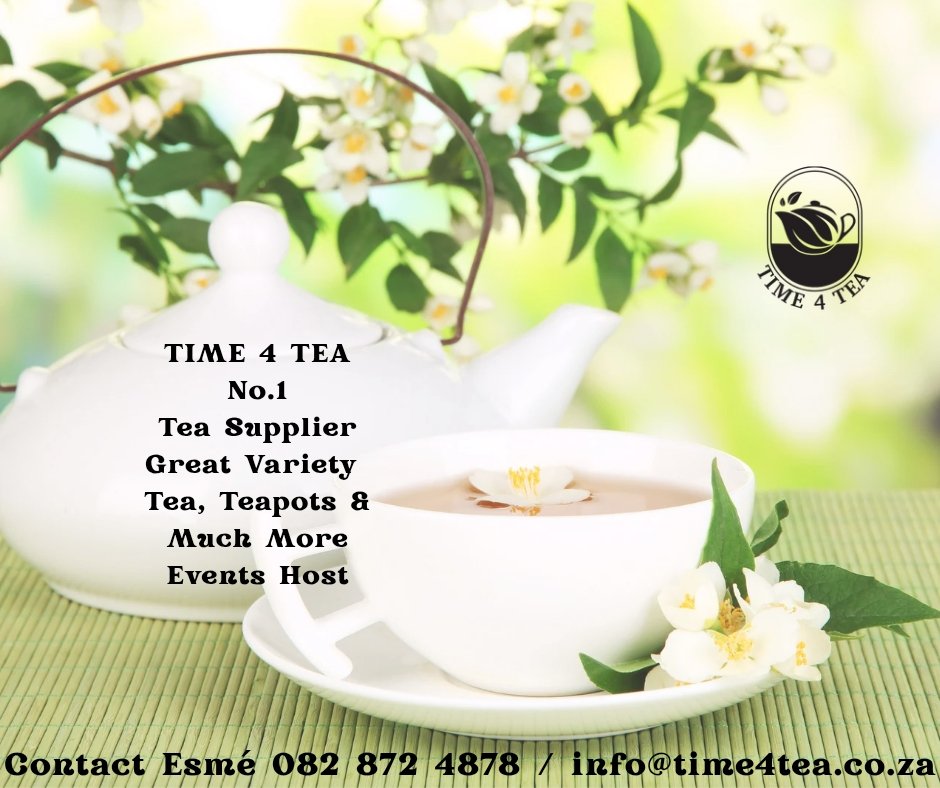 Maria_4ever_Sharky (@mariasto123) on Twitter photo Time 4 Tea
Events Host, Loose leaf tea distributor and specialty tea supplier.
Esmé 0828724868
info@time4tea.co.za
Visit us at
60 Lyttelton Road Clubview Centurion
Orders - time4tea.co.za
#Time4Tea
#HealthWellness #Love4Tea
#TeaGifts #GiftIdeas
#EarlGrey #Herbal Time 4 Tea
Events Host, Loose leaf tea distributor and specialty tea supplier.
Esmé 0828724868
info@time4tea.co.za
Visit us at
60 Lyttelton Road Clubview Centurion
Orders - time4tea.co.za
#Time4Tea
#HealthWellness #Love4Tea
#TeaGifts #GiftIdeas
#EarlGrey #Herbal