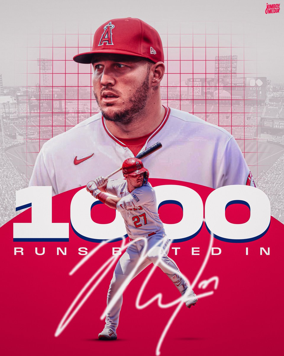 TalkinBaseball_'s tweet image. Mike Trout reaches the 1000 RBI mark!