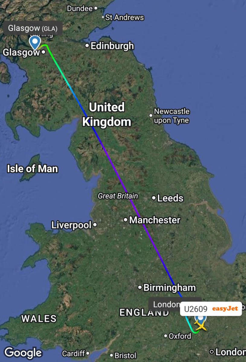 JohnDuncanS30's tweet image. More facts on today's Easyjet incident.
Max Altitude this flight went to - 36,000 feet
Max Speed this flight reached - 501 mph
Map shows the exact route the flight took.