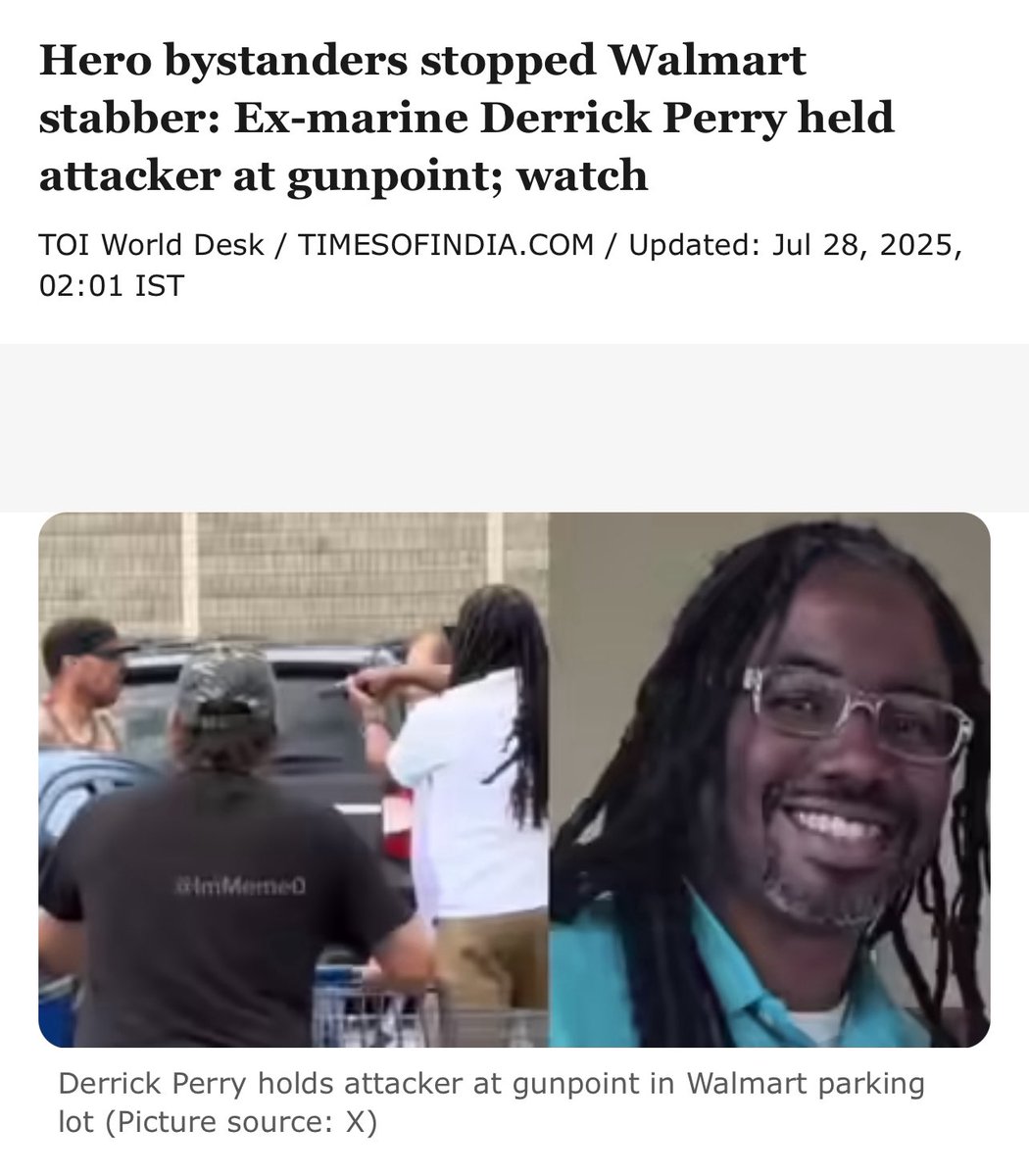 Derrick Perry is a Marine — not an ‘ex-Marine.’ Once you earn the title, it’s for life.

What makes us different? We train — and live — bystander intervention. It’s bred in us to act when others won’t.

Semper Fi, Derrick Perry. 🇺🇸🫡