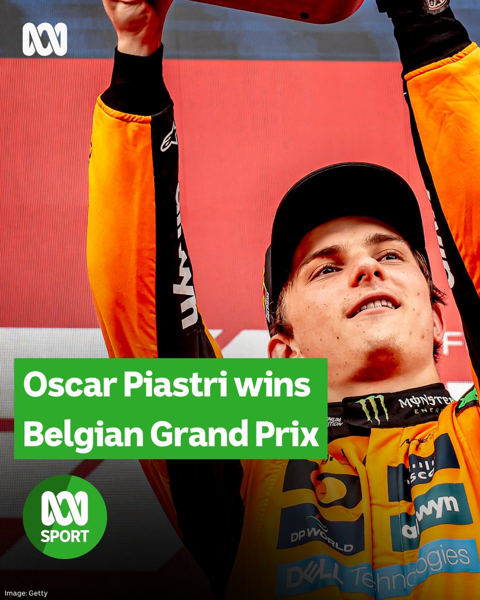 🏆
An early overtake and masterclass in tyre management has guided Oscar Piastri to victory in the Belgian Grand Prix, extending his lead in the drivers' championship to 16 points.

Read more: abc.net.au/news/2025-07-2…