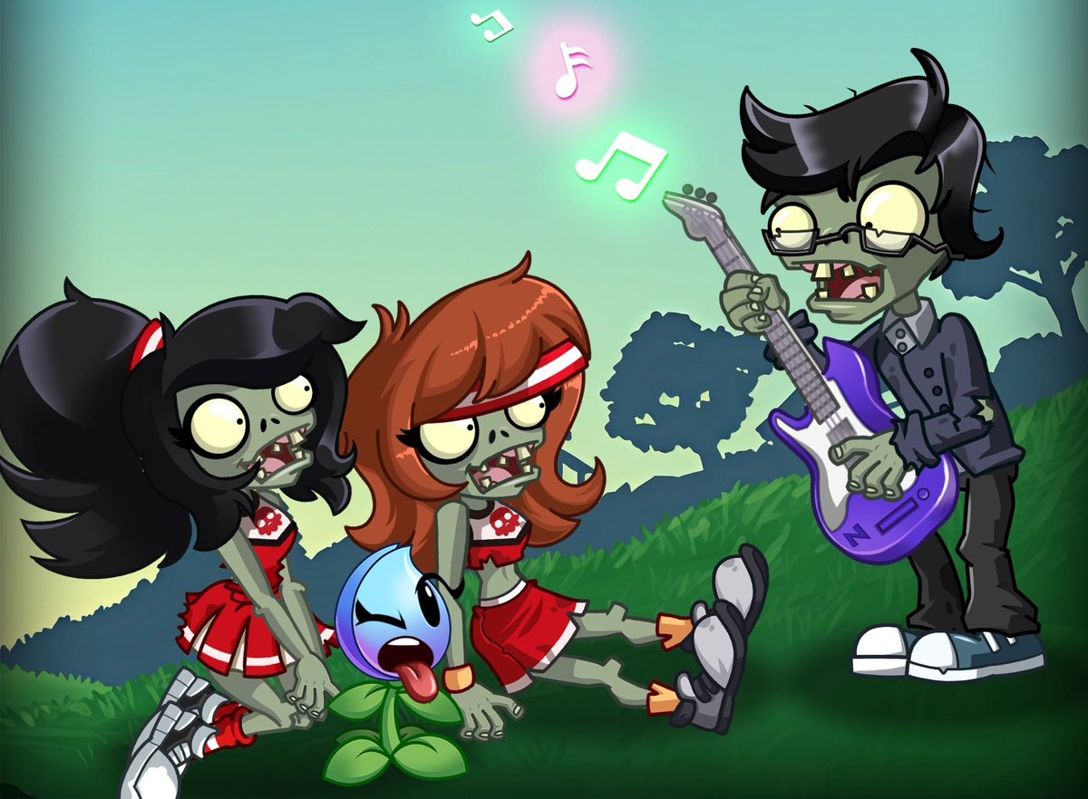 Adri_xdd_x's tweet image. Los hijos del zombie lector con hortensia azul #pvzoc #pvz #plantsvszombies