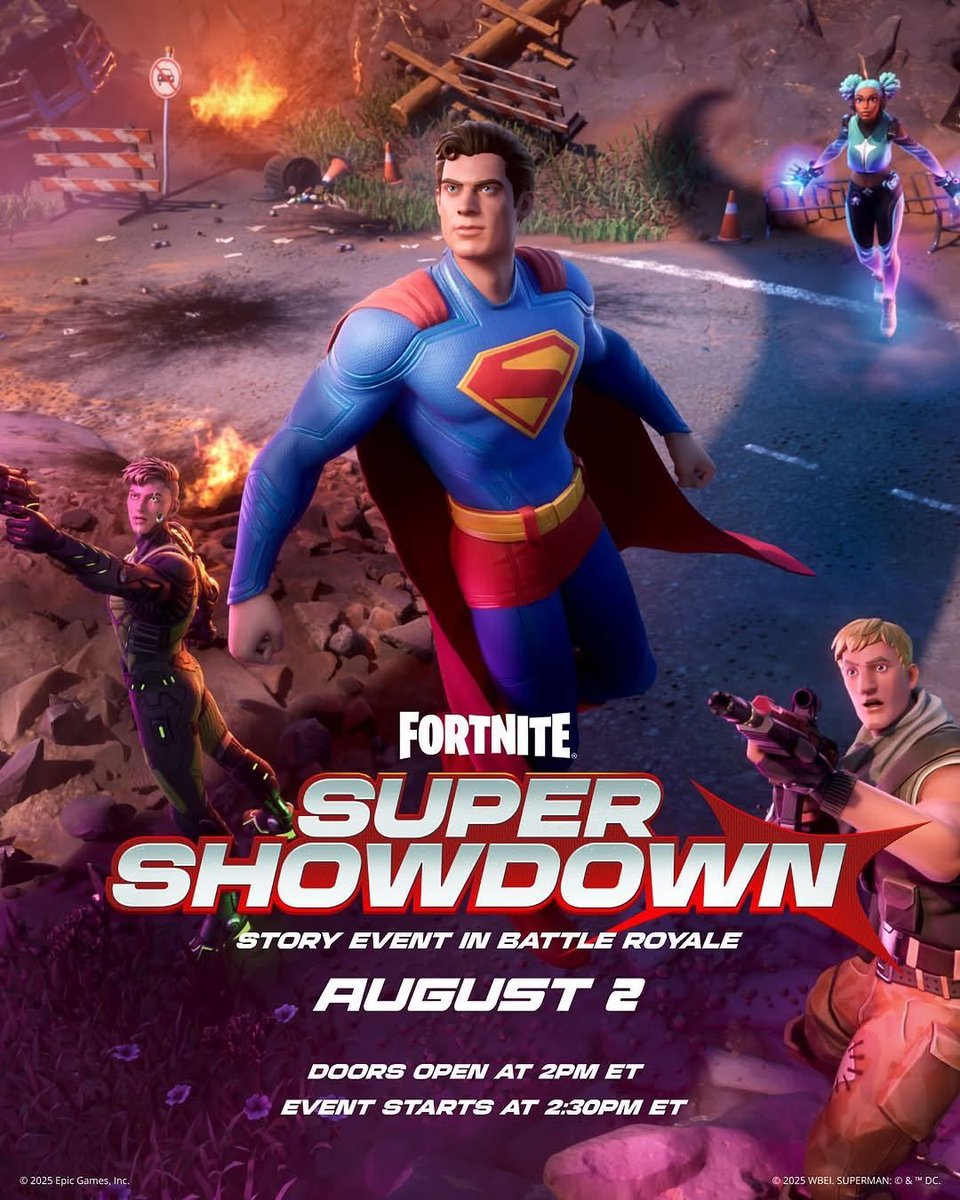 fn_greenfox's tweet image. ワンタイムイベント『スーパーショーダウン』プロモーション画像が公開されました！

📅2025年8月3日午前3時30分開始

#フォートナイト