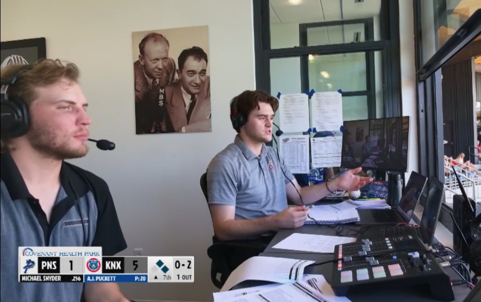Shawn Bednard (@callmebednard) on Twitter photo A huge shoutout to my guy <a href="/pbake14/">Preston Baker</a> making his <a href="/MiLB/">Minor League Baseball</a> broadcast debut today, calling AA Southern League action for the Knoxville Smokies.
Notably, Preston & I have now both:
- called a game in Knoxville
- called a game against Pensacola
- called a game where <a href="/mitchtyranski/">Mitchell Tyranski</a> pitched A huge shoutout to my guy <a href="/pbake14/">Preston Baker</a> making his <a href="/MiLB/">Minor League Baseball</a> broadcast debut today, calling AA Southern League action for the Knoxville Smokies.
Notably, Preston & I have now both:
- called a game in Knoxville
- called a game against Pensacola
- called a game where <a href="/mitchtyranski/">Mitchell Tyranski</a> pitched