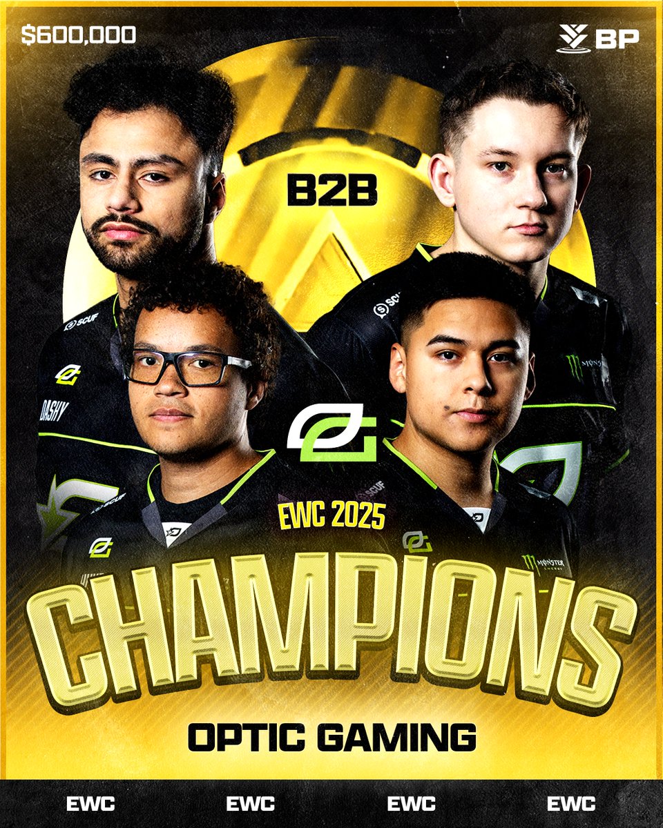 OPTIC GAMING ARE YOUR ESPORTS WORLD CUP CHAMPIONS!  

B2B💫🏆