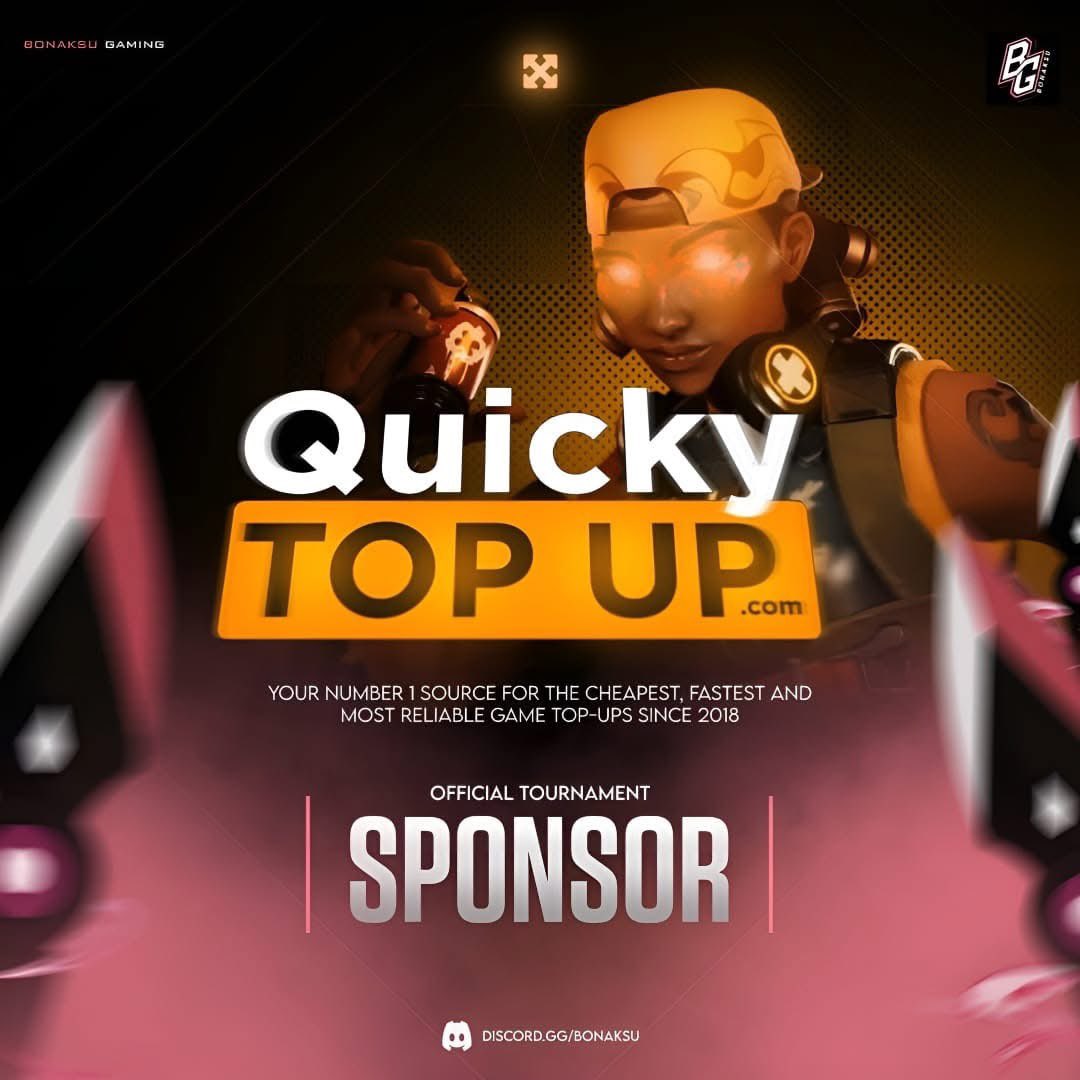 bonaksugaming's tweet image. Why wait when you can dominate?
Fuel your game. Boost your rank. Stay on top with @Quickytopup, our tournament MAJOR SPONSOR!
Get your in-game currency in LESS THAN 5 MINUTES!
No delays, no drama โ just FAST, EASY, and SECURE top-ups anytime, anywhere!
#LeaveYourMarkS2
