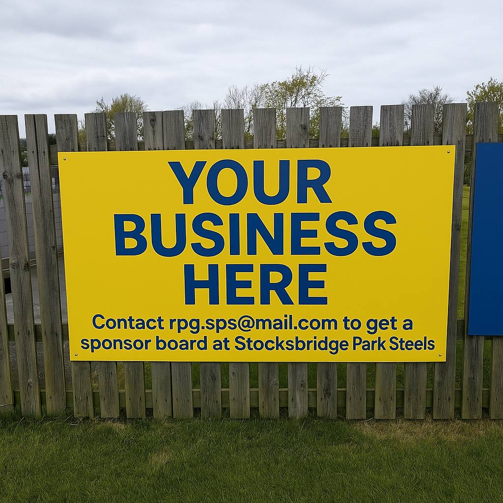 parksteelsfc's tweet image. Get your business seen by thousands and be part of the Stocksbridge Park Steels community.
An advertising board is perfect to embed yourself and your business in this special place, contact rpg.sps@mail.com today for more details.