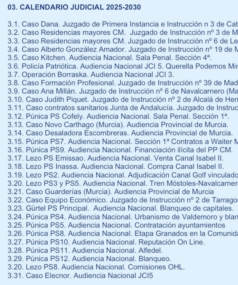 ecorepublicano's tweet image. Calendario judicial del PP.