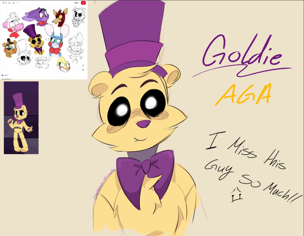 demonic43511's tweet photo. when i was younger, i would watch this fnaf comic on SansComicDubTV, it was called "Ask Goldie Anything".
I loved this comic (i still do). tho the creator of the comic is revealed to not be a good person, i still love the comic with all my heart. #FNAF #AksGoldieAnything #AGA https://t.co/wFAIXr3FM8
