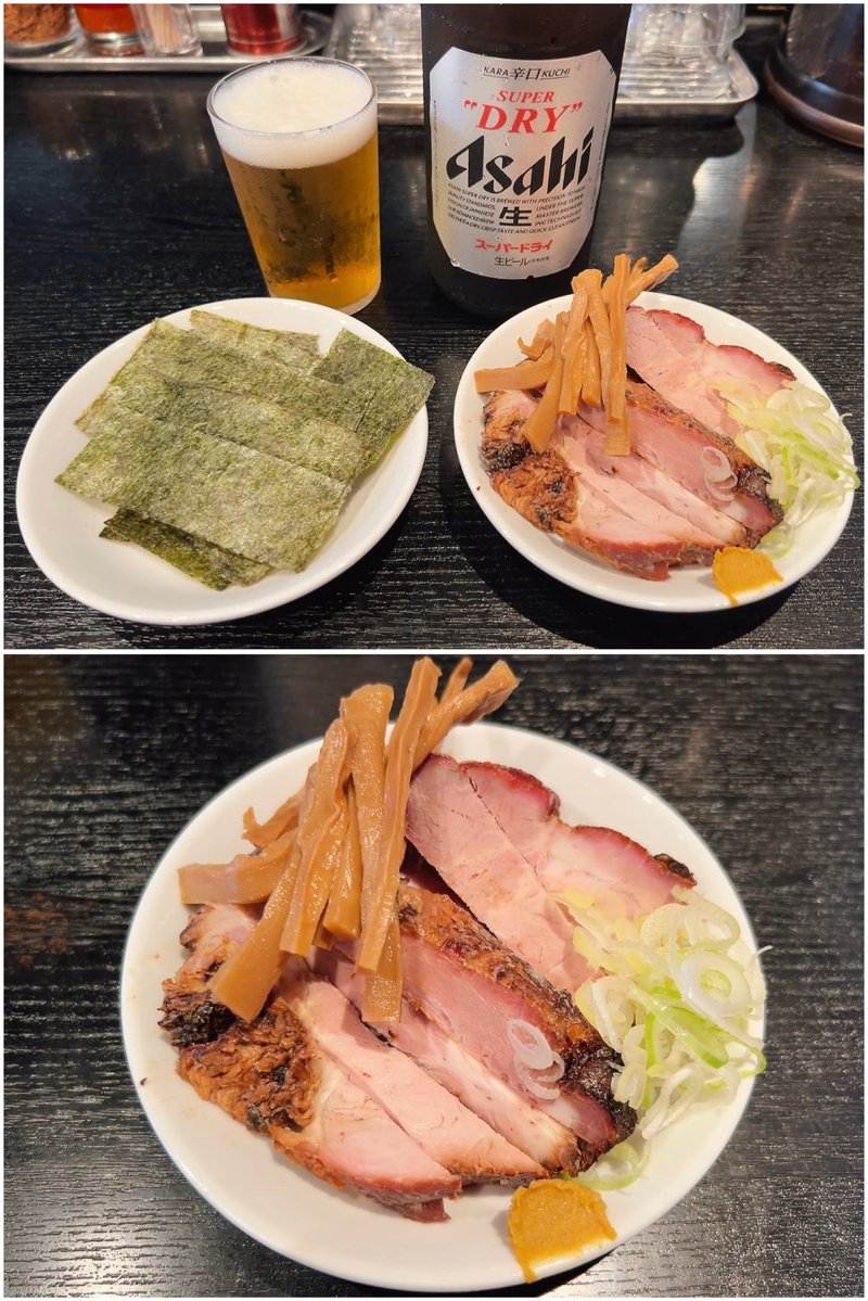 yazoo_226's tweet image. 支那ソバ 小むろ@行徳

支那ソバ(塩)＋海苔5枚＋刻みチャーシュー
ビール中瓶

刻みチャー&amp;amp;海苔を肴にキンキンに冷えた麦汁で喉を潤しつつ着丼を待つのがやはり幸せすぎる。
そして着丼したデフォ塩は滋味深い旨味が滲む黄金色のスープとしなやかな自家製麺が最高にウマいッス♪

ごちそうさまでした！