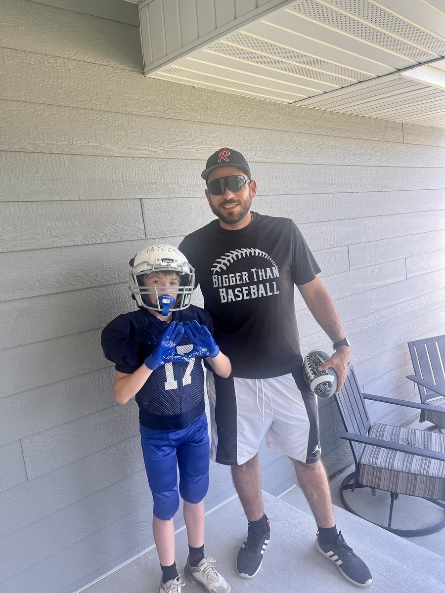 Proud of this kid. 
Practice jersey and equipment check out for first year of tackle ✅ 

Preseason starts tomorrow 
Let’s go Titans 🏈 ❤️ 
#Norris #Titans