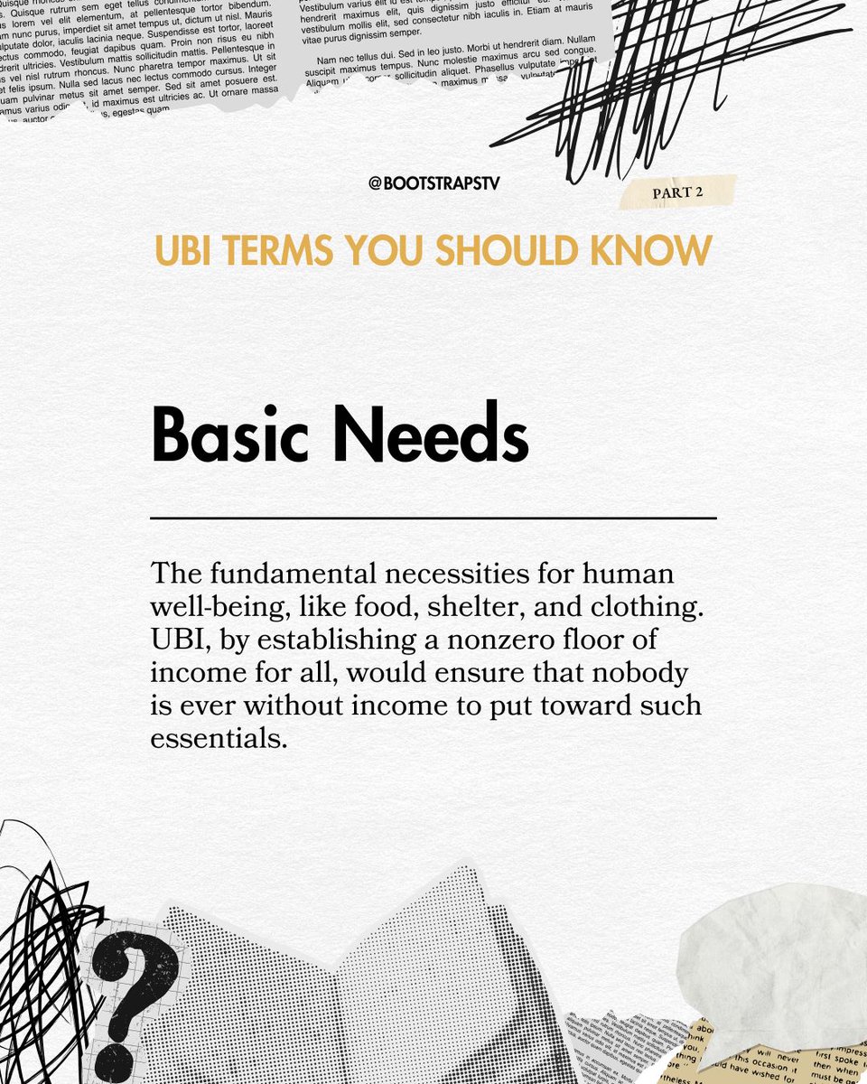 BootstrapsTV's tweet image. Need more clarity about what #UBI is? 📚 Part 2 breaks down even more key terms to help you understand #UniversalBasicIncome.
#BasicNeeds #EconomicSecurity #Dignity #Entrepreneurship