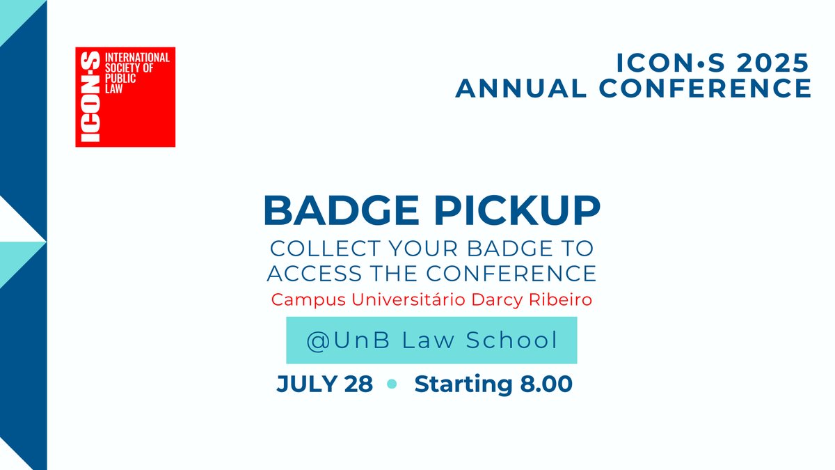 ICON__S's tweet image. 📣🗒️Registration for the 2025 ICON•S Annual Conference is now open!
You can now collect up your badge to access all the conference events. The registration desk will be open from 8:00 am and will remain open throughout the conference. #iconsbrasília
🔗maps.app.goo.gl/8fCGnUv69QNbtu…