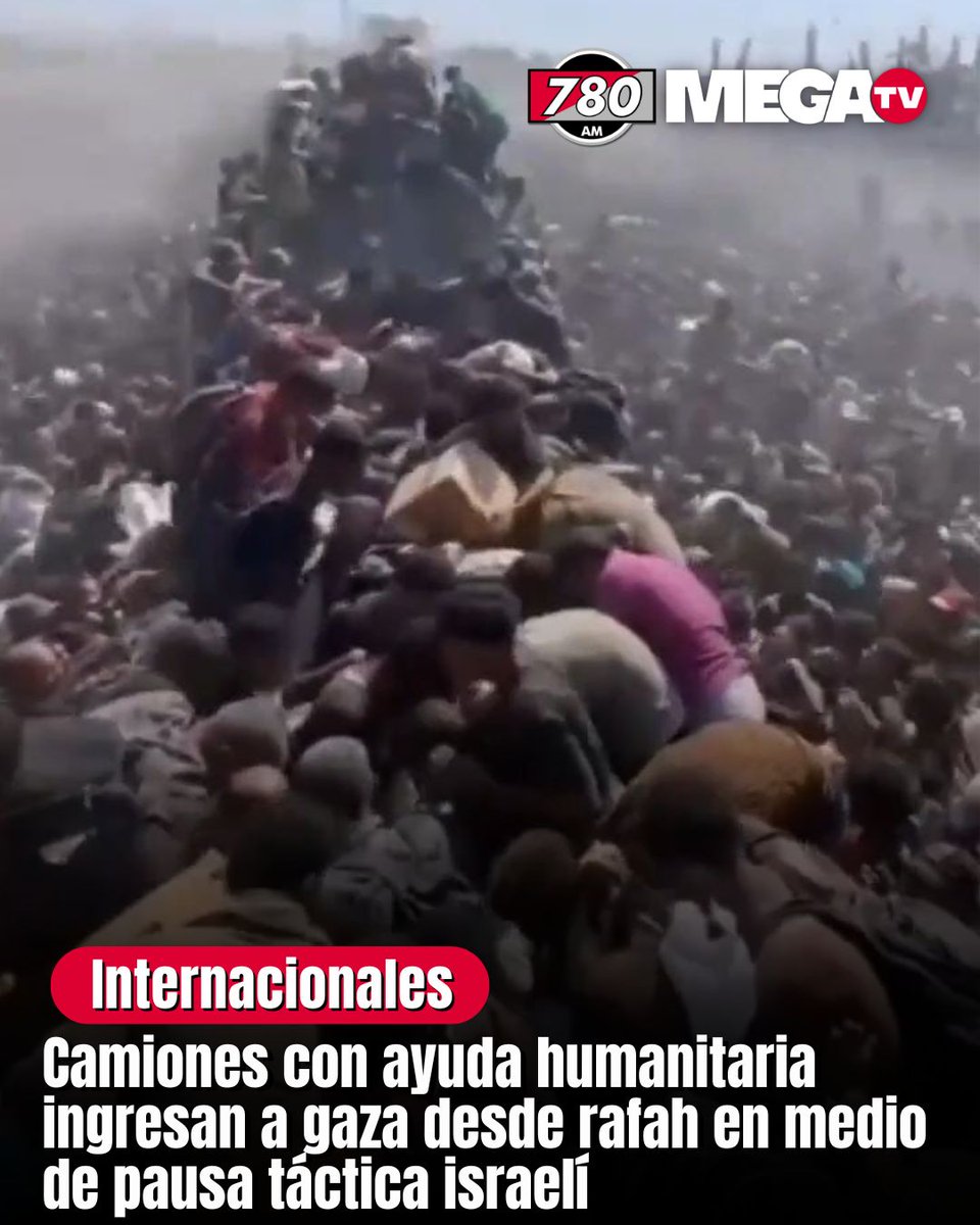 780AM's tweet image. CAMIONES CON AYUDA HUMANITARIA INGRESAN A GAZA DESDE RAFAH EN MEDIO DE PAUSA TÁCTICA ISRAELÍ
⛑️Decenas de camiones cargados con ayuda humanitaria cruzaron este domingo el paso fronterizo de Rafah, desde Egipto hacia la Franja de Gaza, tras ser inspeccionados en territorio…