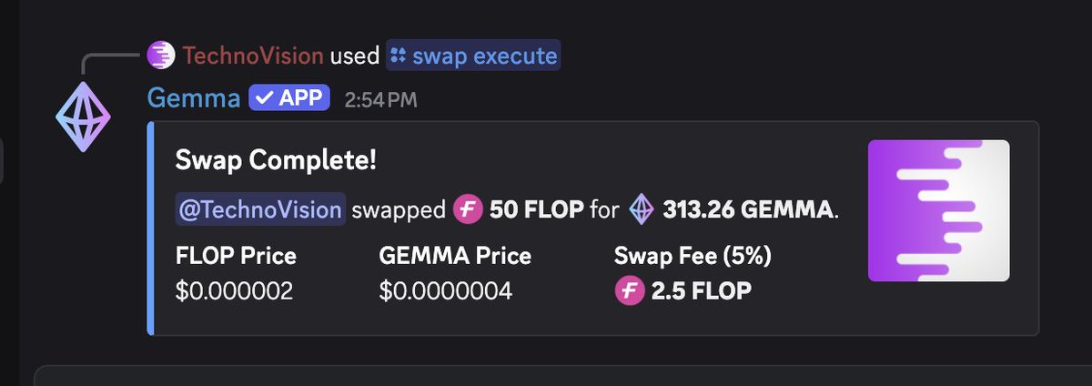 $GEMMA just launched a swap feature on the Gemma TipBot! You can now swap between dozens of different currencies and tokens! #crypto #swap #exchange

Check it out: discord.com/invite/hpbMxBT…