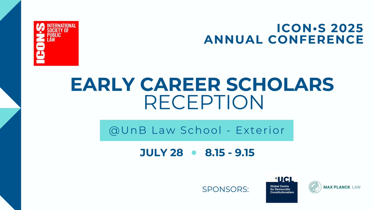 ICON__S's tweet image. 📌⭕️ We look forward to welcoming #ECR to the 2025 ICON•S Early Career Scholars Reception , TOMORROW!
🗓️ July 28 | 🕗 08:15 AM
📍 UnB Law School – Exterior
Thank you to @UCLLaws Global Centre for Democratic Constitutionalism & @maxplancklaw for sponsoring this event
