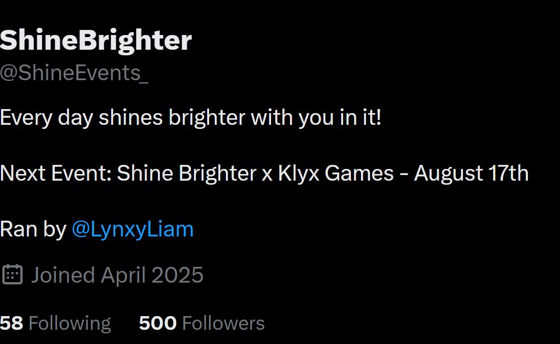 ShineEvents_'s tweet image. ❤️ Thanks for 500 Followers on Twitter! ❤️
We are glad you are all liking the Events!