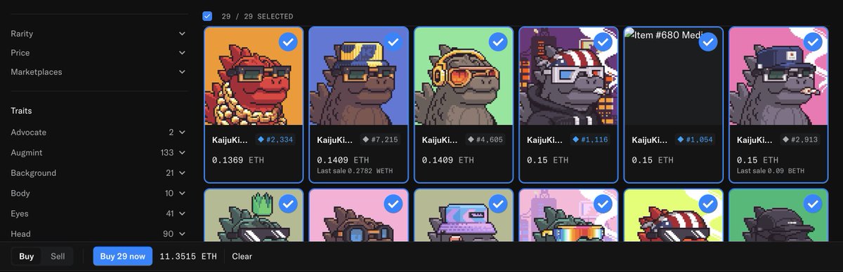 I made this post a week ago, and now there are only 29 Gens left. With one sweep (11.3E) all the Genesis Kaijus are gone forever. <a href="/KaijuKingz/">KaijuKingz</a> are cooking behind the scenes🦖👑  #KingzOnTop

x.com/RoninTheKaiju/…