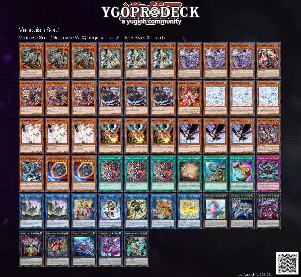 YGOPRODeck's tweet image. Vanquish Soul / Greenville WCQ Regional Top 8 🏆
✅ ygop.dk/d/625123
#yugioh #yugiohtcg