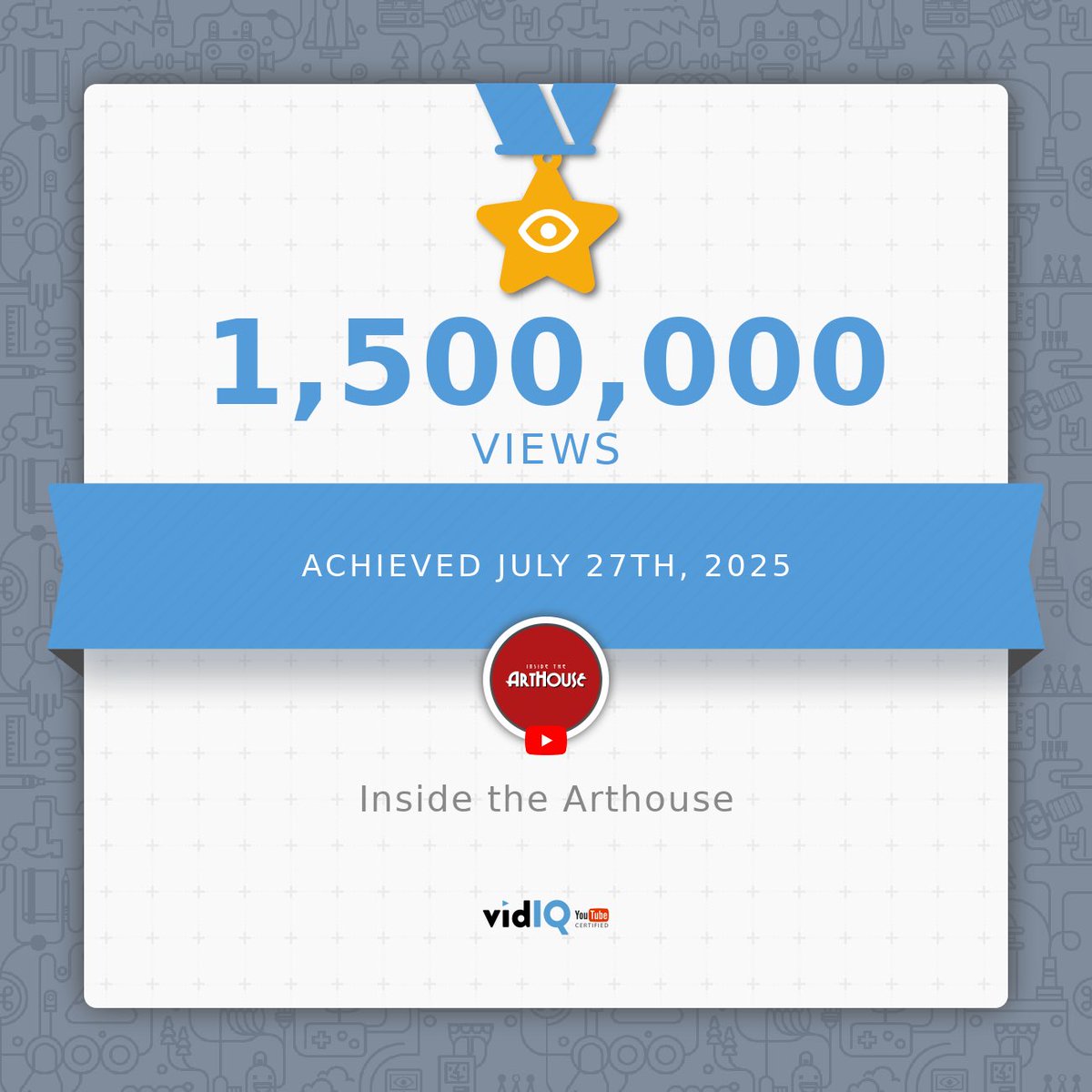 We have been doing @insideTheArthouse for 11 months, but this is certainly cause for celebration

1.5 million views, almost 300k Subscribers 

We are honored &amp; grateful to be doing a show we so deeply believe in 
Even more honored to have found an audience who loves arthouse film