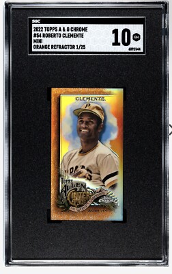nothingbutcard's tweet image. 2022 Topps A & G Chrome Mini Orange Refractor Roberto Clemente HOF 1/25 SGC 10 #ad #thehobby cardpromoter.com/2025/07/27/bas…
