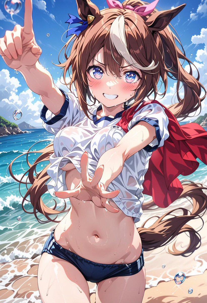 aIsena0781's tweet image. 一日一ブルマー。
今日はテイオーちゃん💕
ニシシ、ボク、やっちゃうもんにー！
#TLブルマー化計画