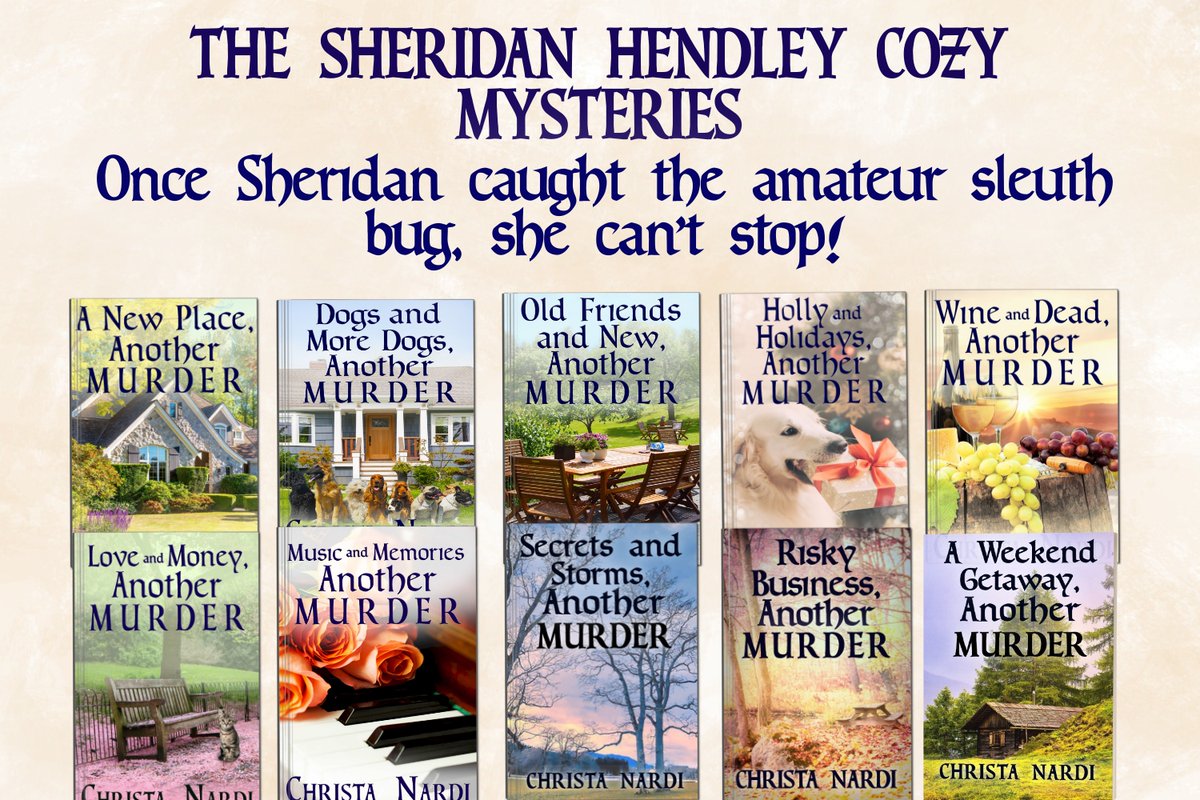 ChristaN7777's tweet image. Join Sheridan Hendley, amateur sleuth, wife, and step-mom, as she and her friends help out at a local dog rescue and solve murders. Ten stand-alone #Cozymysteries with family and friendships. FREE with #KindleUnlimited amazon.com/gp/product/B07…