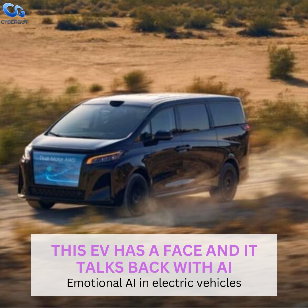 cyberguy's tweet image. Faraday Future’s FX Super One just changed the EV game, with a talking AI face that makes your car feel more like a co-pilot than a machine.
Learn more here: cyberguy.com/automobile/ev-…
#FaradayFuture #FXSuperOne