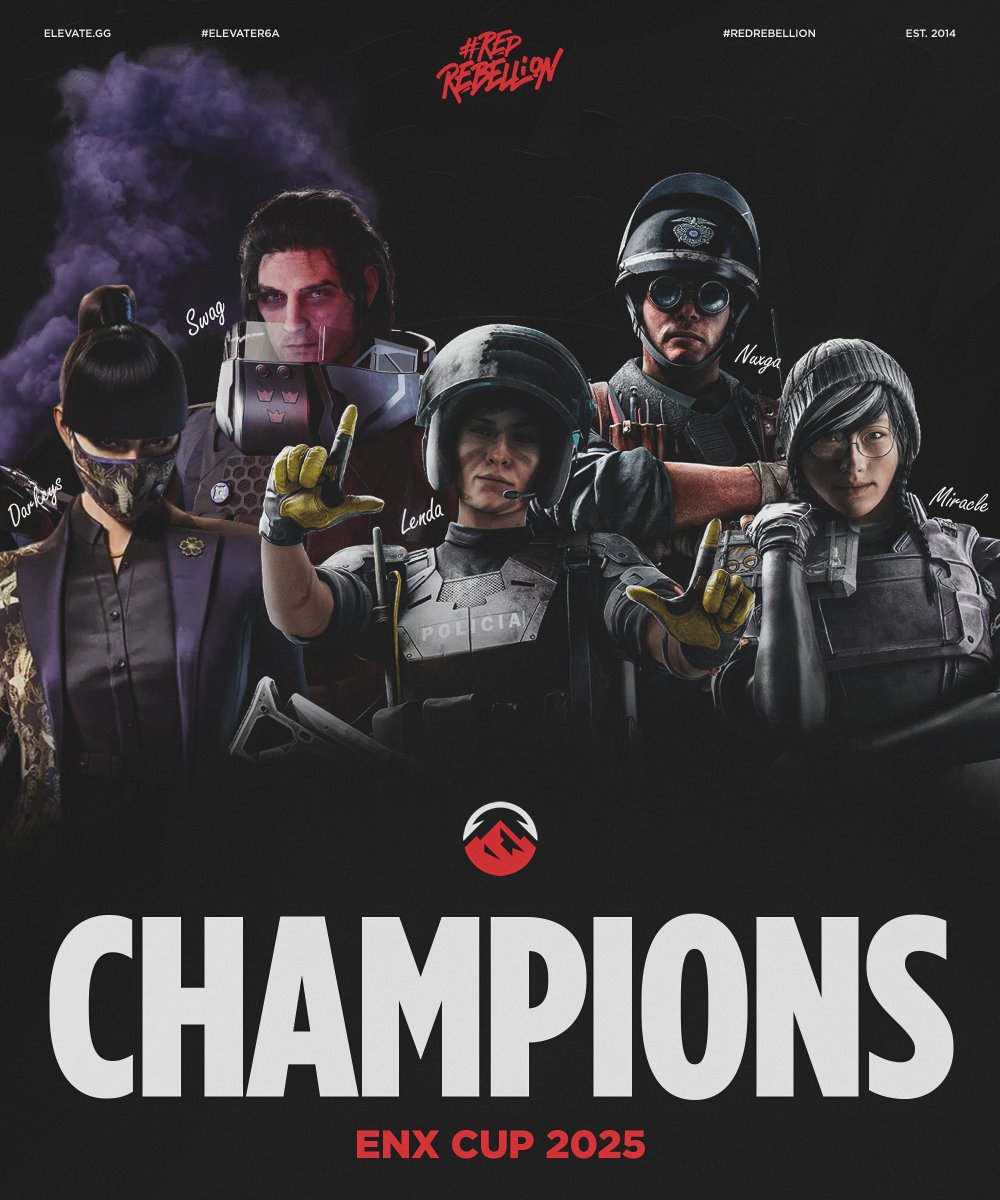 ELEVATE BR 🇧🇷 (@elevategg_br) on Twitter photo O tier 2 brasileiro tem DONO. Somos os campeões da ENX Cup 2025. 👑
🇧🇷 <a href="/SwagR6_/">Swag</a>
🇧🇷 <a href="/Dyx_LENDA/">Lenda</a>
🇧🇷 <a href="/Nuxxga/">Nuxxga</a>
🇧🇷 <a href="/MiraacleR6/">Elevate Miracle</a>
🇧🇷 <a href="/Darkeyss_R6/">Darkeys</a>
🇧🇷 <a href="/Mugusto_/">Elevate Mugusto 🇧🇷🇦🇷</a>
#ElevateR6A | #RedRebellion O tier 2 brasileiro tem DONO. Somos os campeões da ENX Cup 2025. 👑
🇧🇷 <a href="/SwagR6_/">Swag</a>
🇧🇷 <a href="/Dyx_LENDA/">Lenda</a>
🇧🇷 <a href="/Nuxxga/">Nuxxga</a>
🇧🇷 <a href="/MiraacleR6/">Elevate Miracle</a>
🇧🇷 <a href="/Darkeyss_R6/">Darkeys</a>
🇧🇷 <a href="/Mugusto_/">Elevate Mugusto 🇧🇷🇦🇷</a>
#ElevateR6A | #RedRebellion