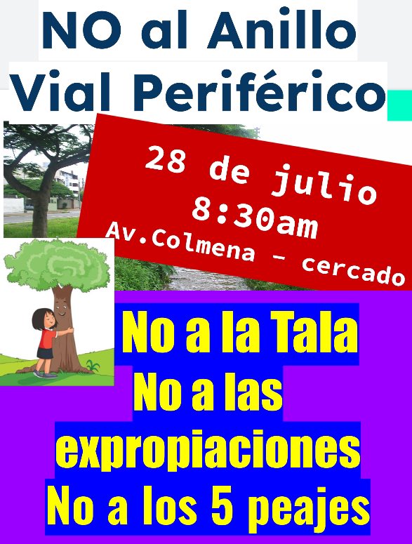 La Molina Verde #SeparadoraNoSeTala (@separadoraverde) on Twitter photo <a href="/MTC_GobPeru/">Ministerio de Transportes y Comunicaciones</a> No al Anillo Vial periférico, no a la Corrupcion de los cinco nuevos peajes para Lima <a href="/MTC_GobPeru/">Ministerio de Transportes y Comunicaciones</a> No al Anillo Vial periférico, no a la Corrupcion de los cinco nuevos peajes para Lima