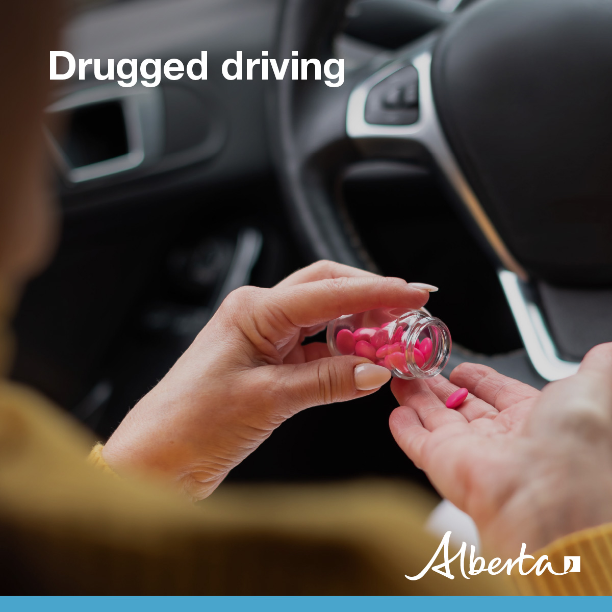 Drugged driving is #impaireddriving - whether through illegal, recreational, prescription, or over-the-counter drugs. Plan ahead, and if you’re impaired, #dontdrivehigh. #ABRoads #DriveSafe #RoadSafety
