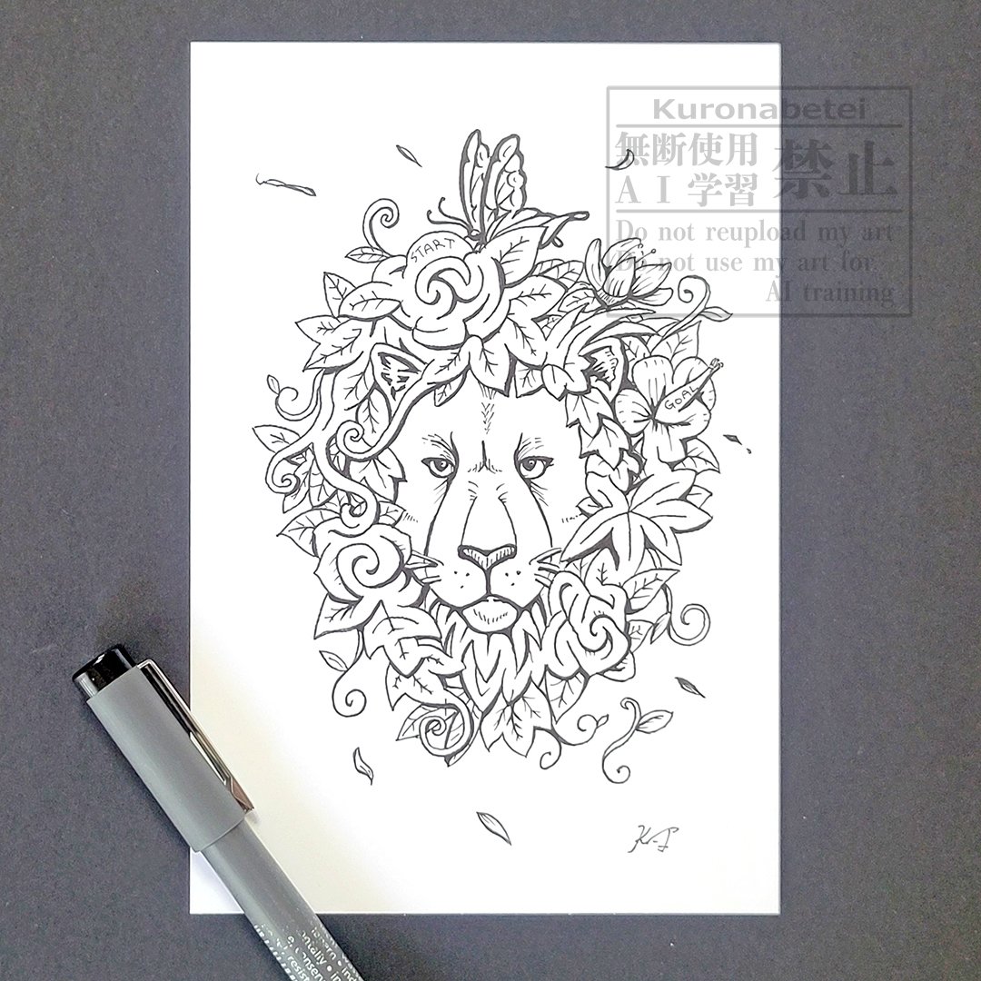 kuronabetei's tweet image. おはようございます🦁
本日の迷路作品はハガキサイズのドローイングです。
暑いですね💦
熱中症に気を付けていきましょね♪
「薫風」 2025.7.27
#アナログイラスト