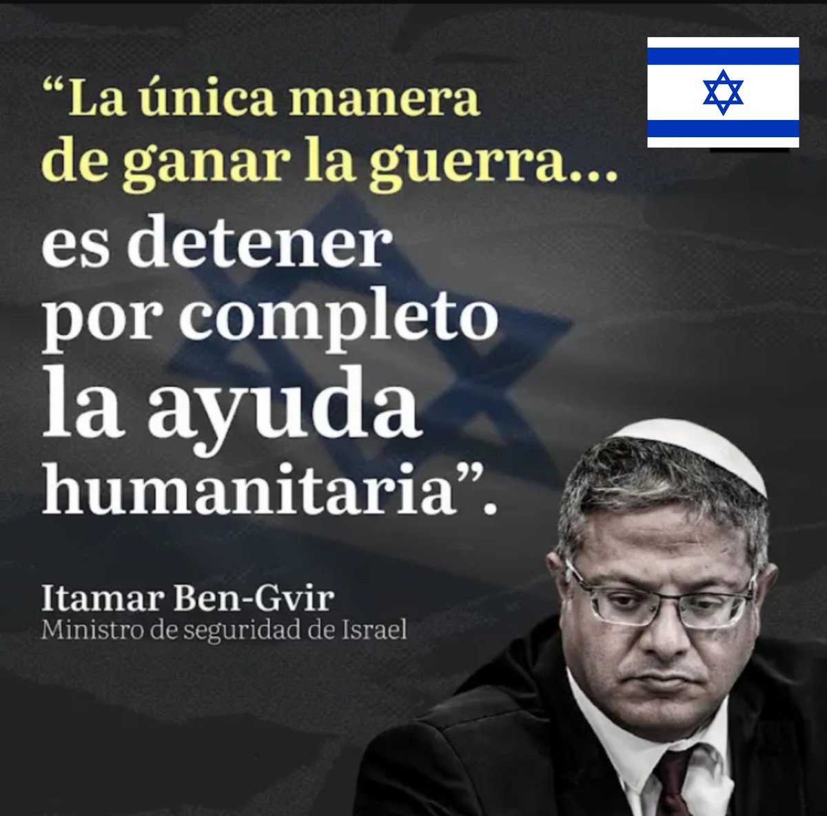 DOGDEGA's tweet image. 🇮🇱💥🇵🇸  Cortar toda ayuda humanitaria,ocupar la Franja y fomentar la migración forzada es la estrategia que impulsa Israel según su Ministro de Seguridad Nacional,Itamar Ben-Gvir,lo que deja en evidencia cómo el gobierno israelí usa el hambre como arma de guerra .