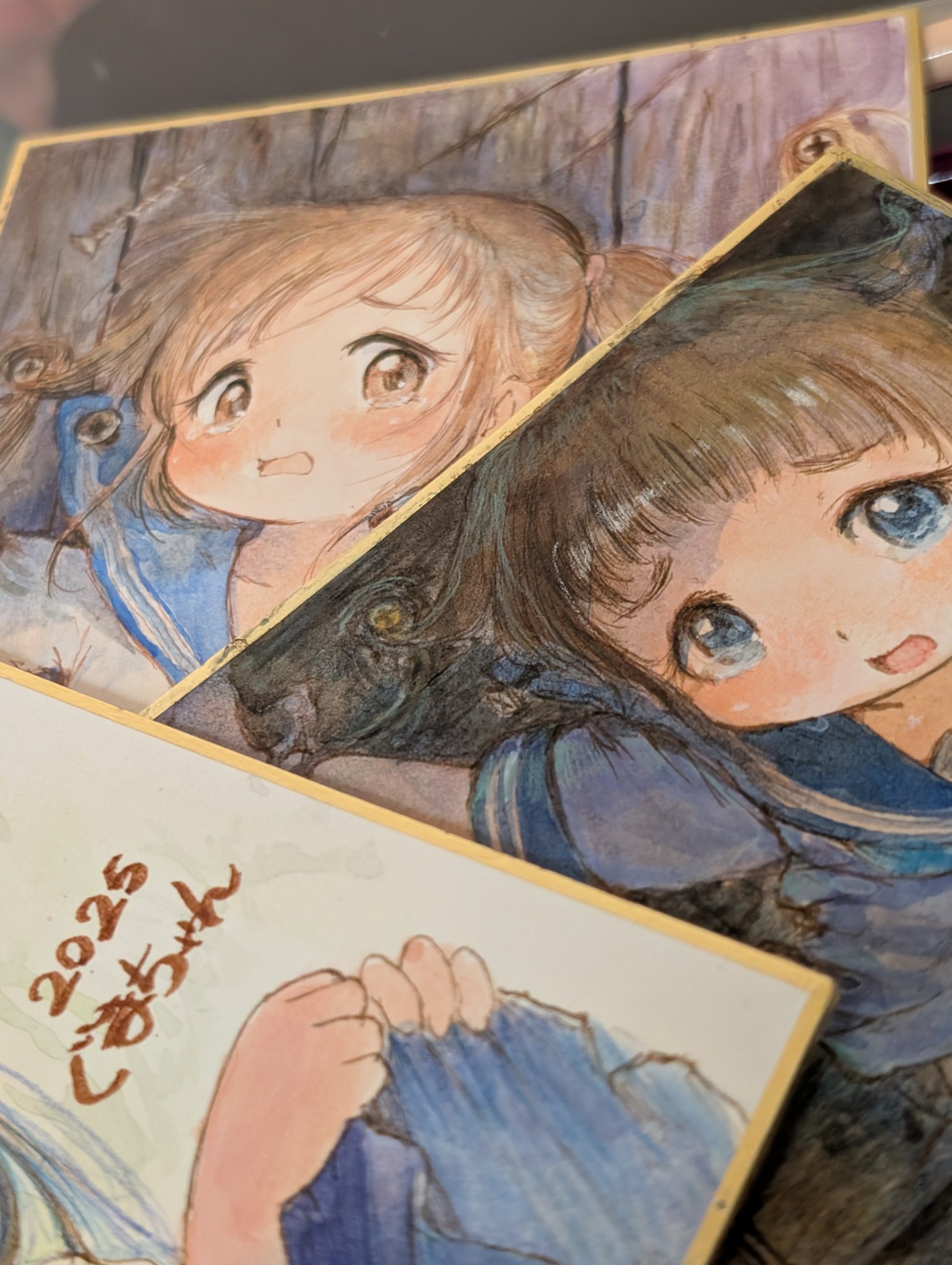 アラレちゃん 手描きイラスト 2025年 和紙に顔彩　B4 アラレちゃん 手描きイラスト 色紙サイズ 和紙に顔彩 2025年
