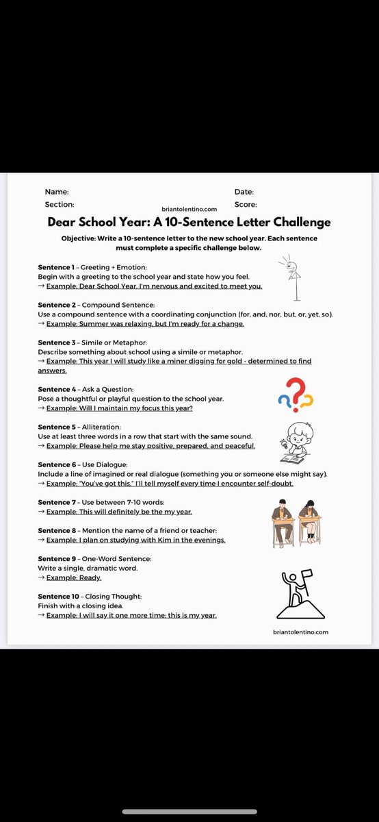 Dear School Year: A 10-Sentence Letter Challenge!

Link: briantolentino.com/dear-school-ye…