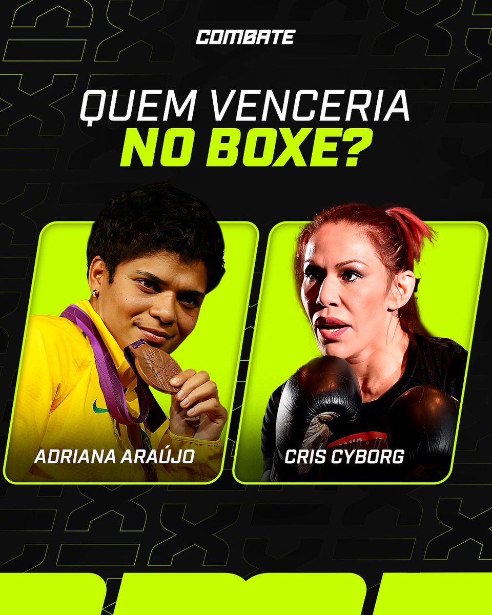 combate's tweet image. MEDALHISTA OLÍMPICA NO BOXE 🤜🤛 LENDA DO MMA MUNDIAL
Quem você acha que levaria a melhor num duelo de boxe atualmente: Adriana Araújo ou Cris Cyborg? 🥊
#MMAnoCombate
