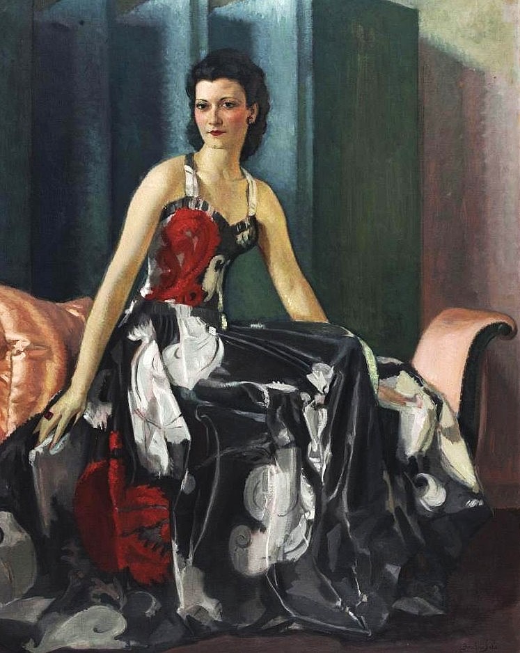TheVFG's tweet image. Jeanne Lanvin’s "Fusée"
This 1938 evening gown juxtaposes warp-printed ostrich plumes in cream and black with vibrant coral ribbon appliqué. The name Fusée—suggestive of motion, brilliance, and perhaps a spark of flight.
Metropolitan Museum of Art