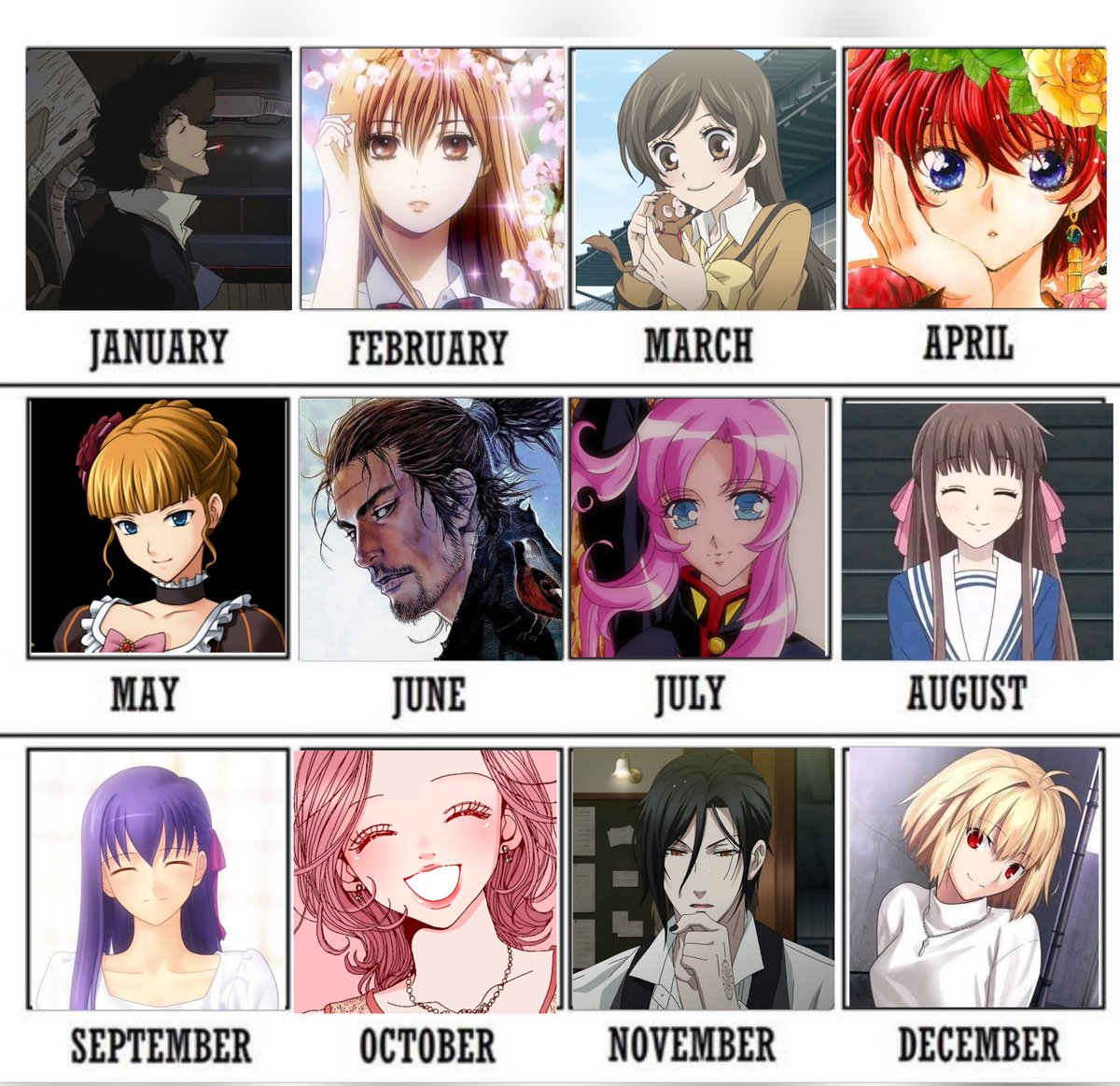 sanssoleil12's tweet image. 1 birth month, 1 favorite character. Which character did you got???